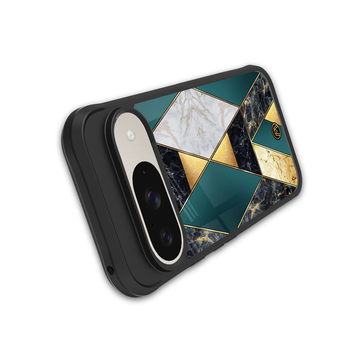 cadmium gold marble back phone cover | glass case for google pixel 9