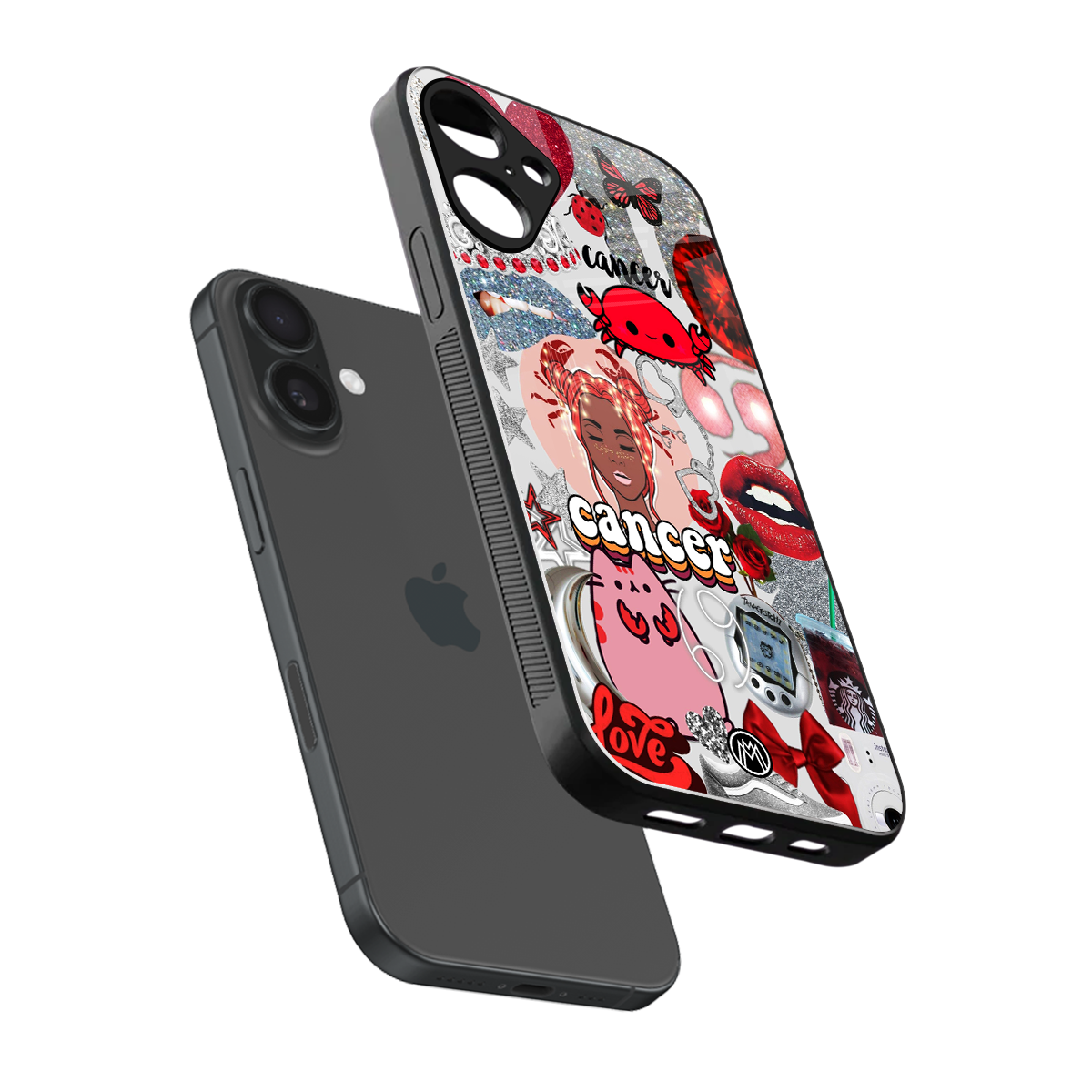 cancer aesthetic collage back phone cover | glass case for iphone 16 plus
