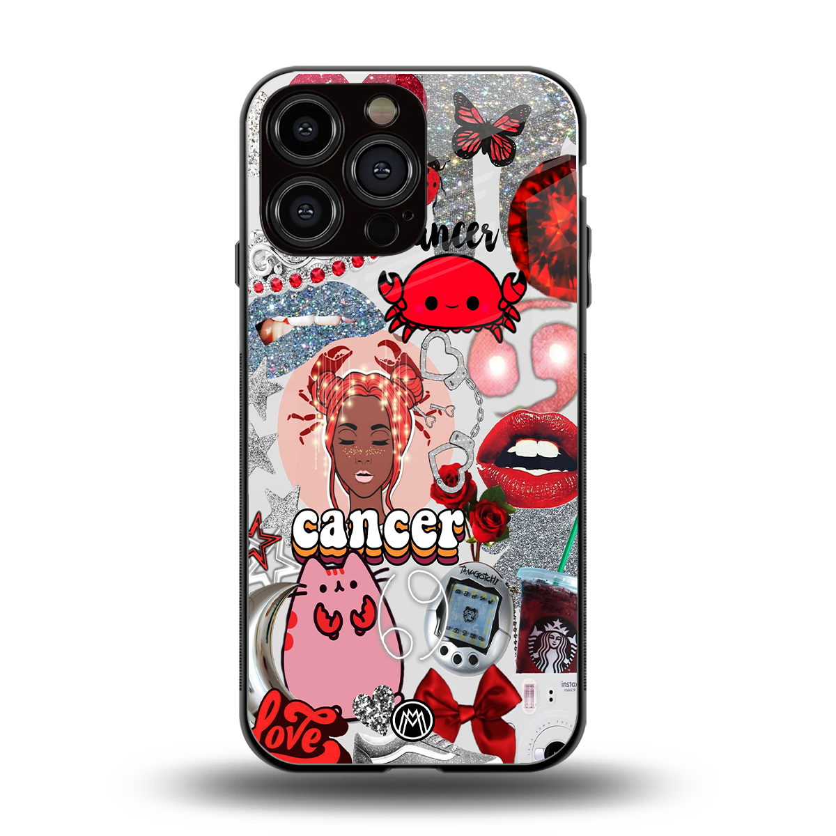 cancer aesthetic collage back phone cover | glass case for iphone 16 pro max