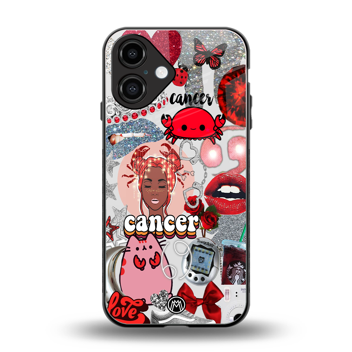 cancer aesthetic collage back phone cover | glass case for iphone 16
