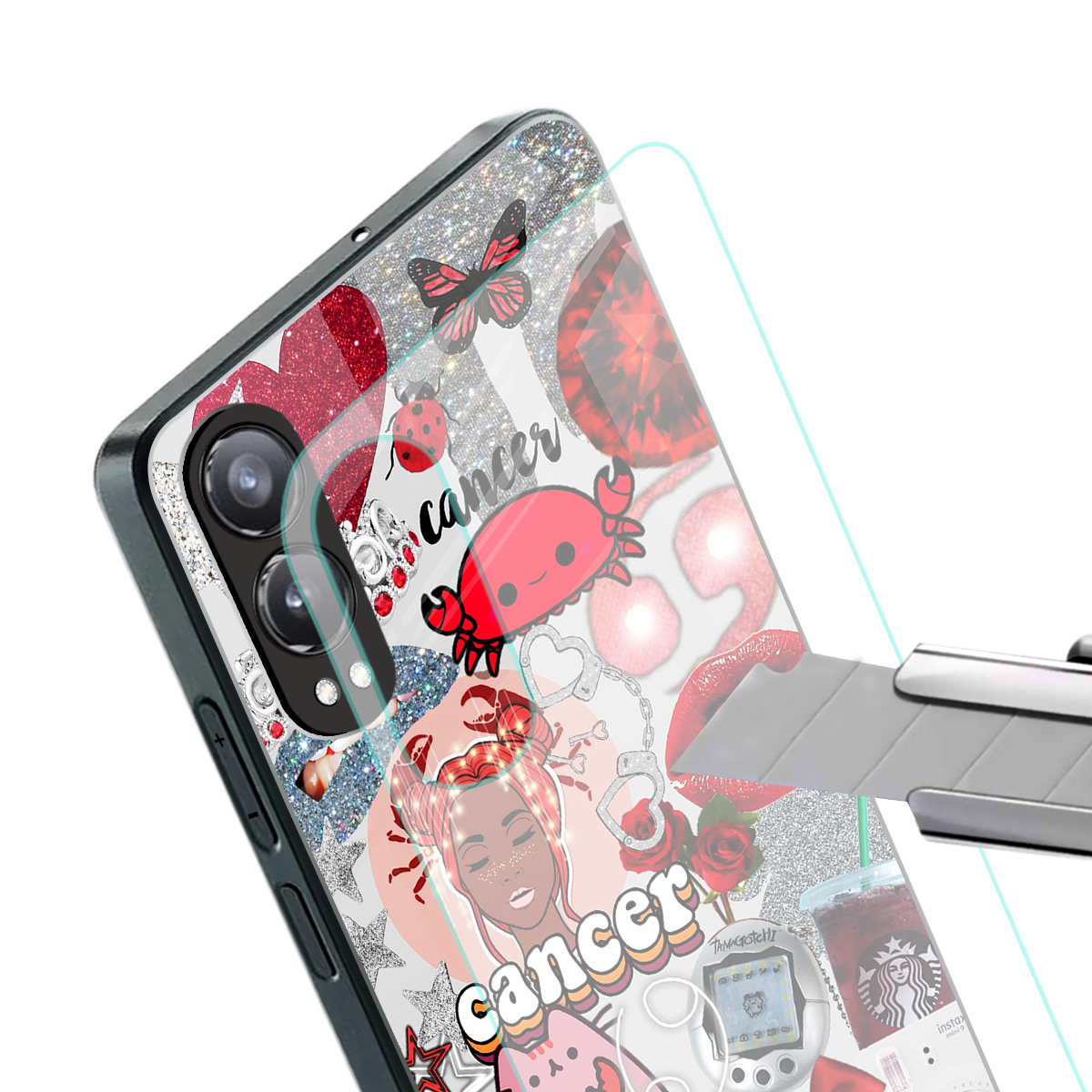 cancer aesthetic collage back phone cover | glass case for oneplus nord ce 4 lite
