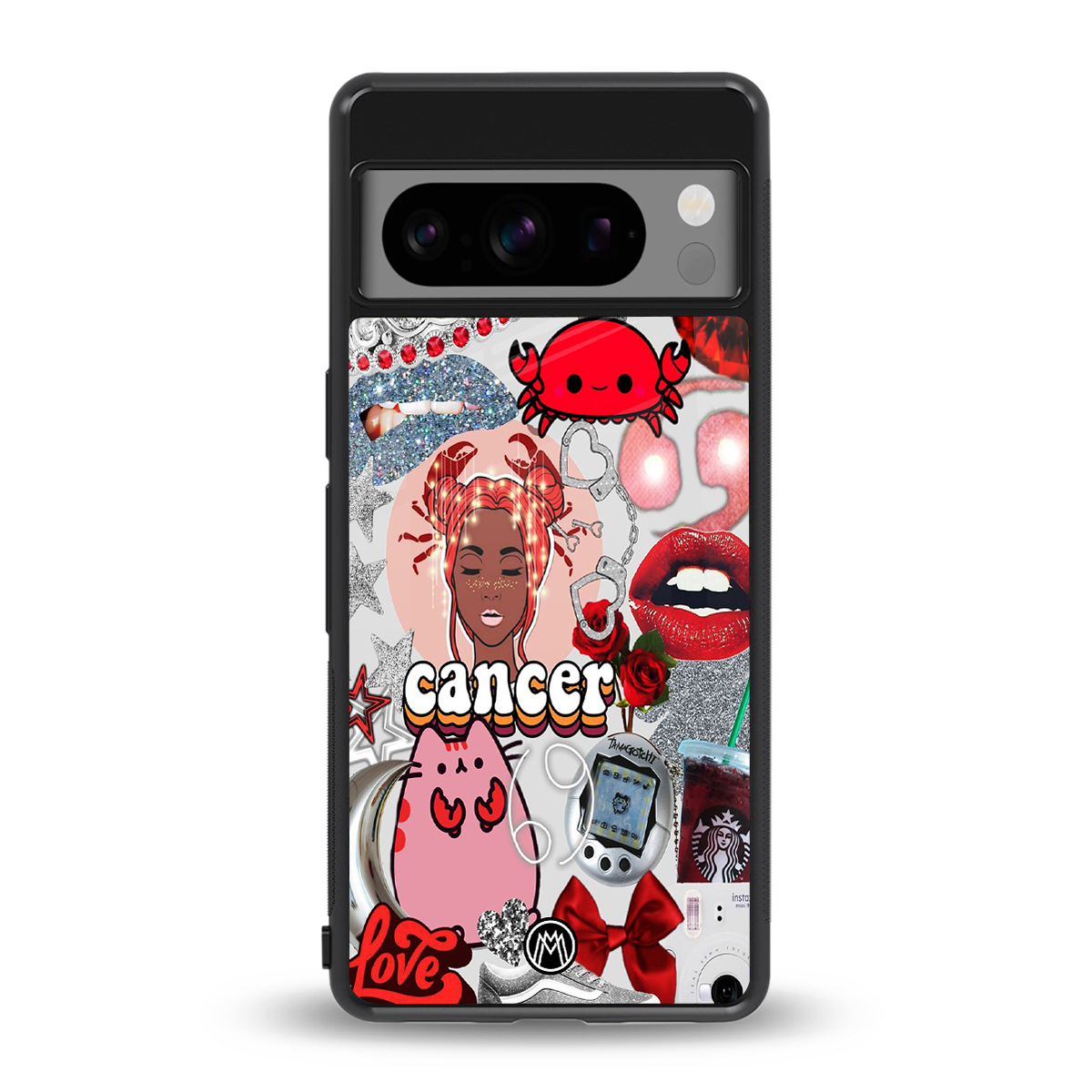 cancer aesthetic collage back phone cover | glass case for google pixel 8 pro