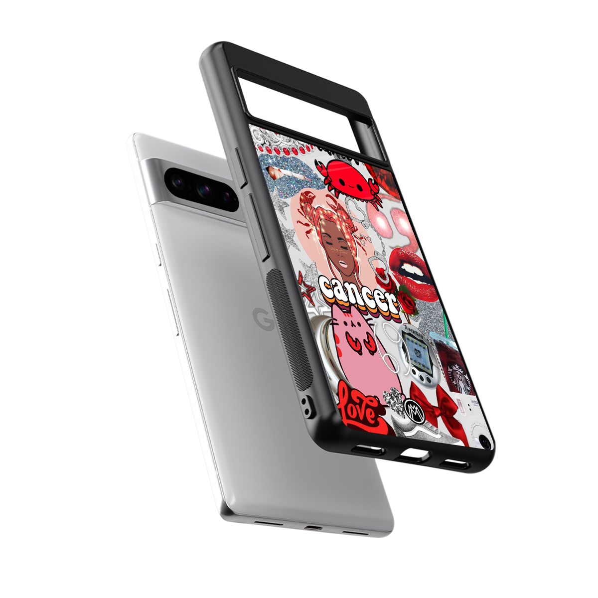 cancer aesthetic collage back phone cover | glass case for google pixel 8 pro