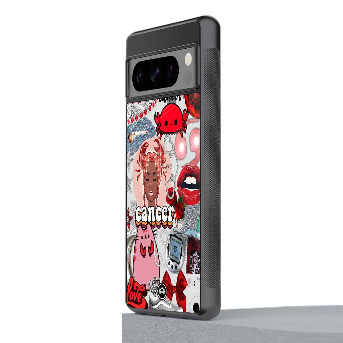 cancer aesthetic collage back phone cover | glass case for google pixel 8 pro