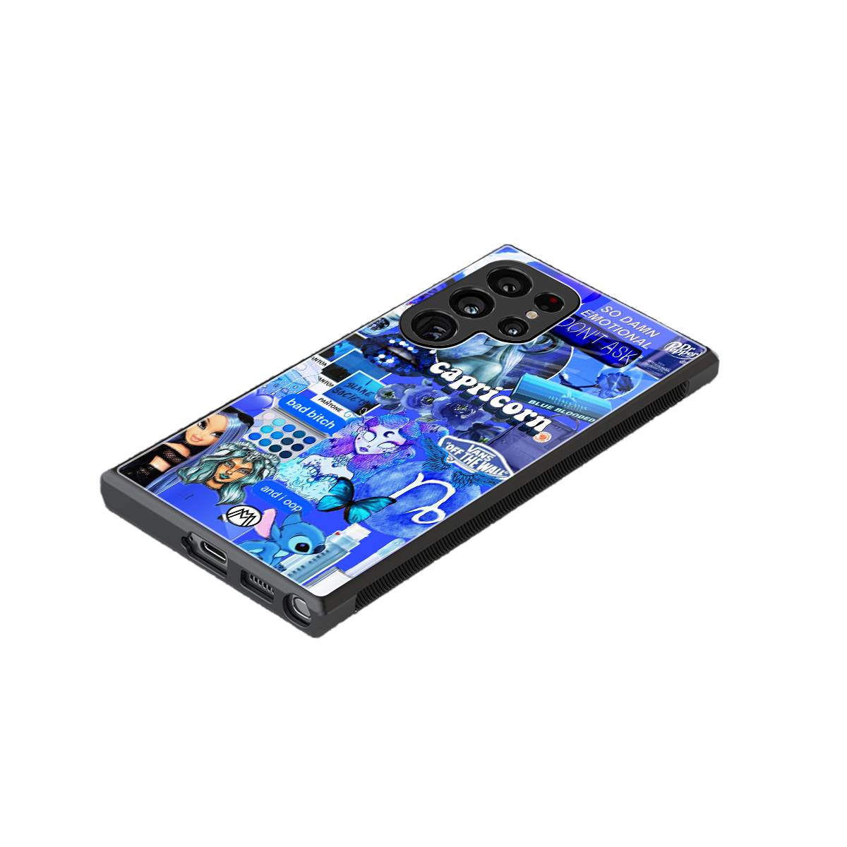 capricorn aesthetic collage back phone cover | glass case for samsung galaxy s24 ultra