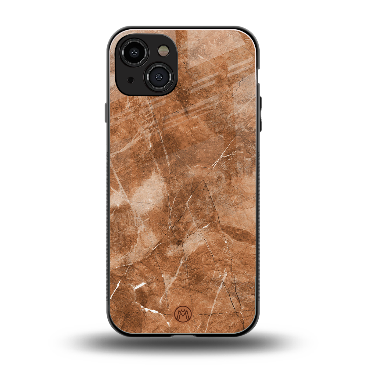 caramel brown marble back phone cover | glass case for iphone 15
