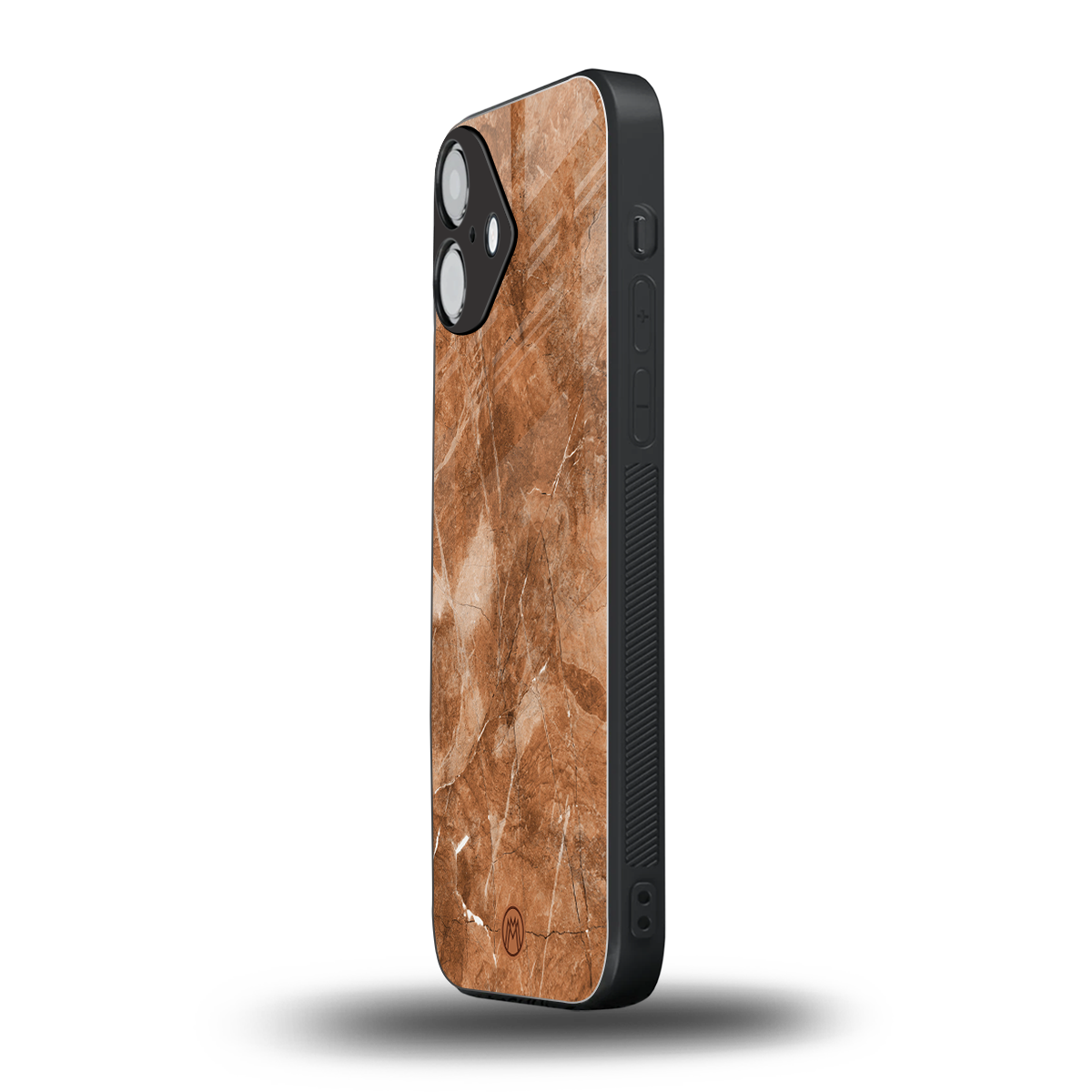 caramel brown marble back phone cover | glass case for iphone 16 plus