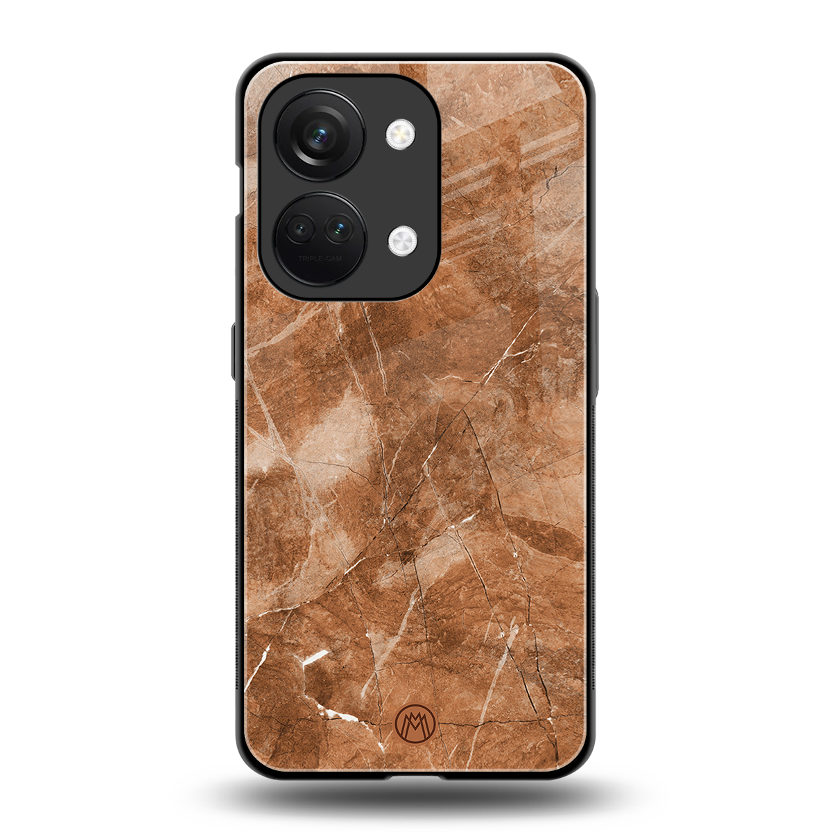 caramel brown marble back phone cover | glass case for oneplus nord 3
