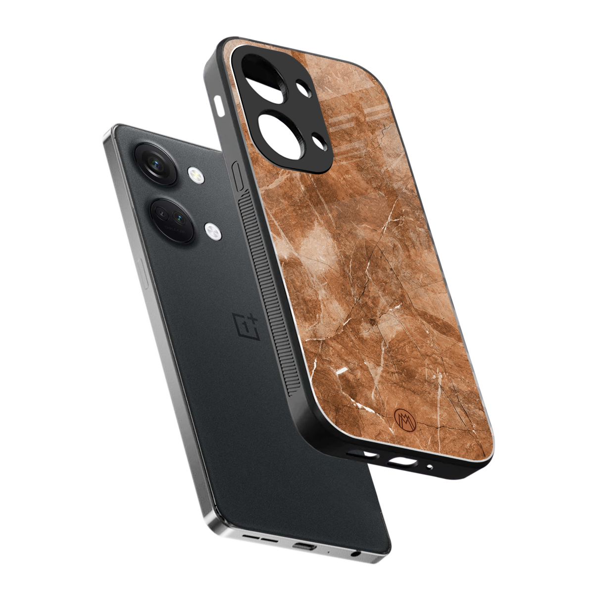 caramel brown marble back phone cover | glass case for oneplus nord 3