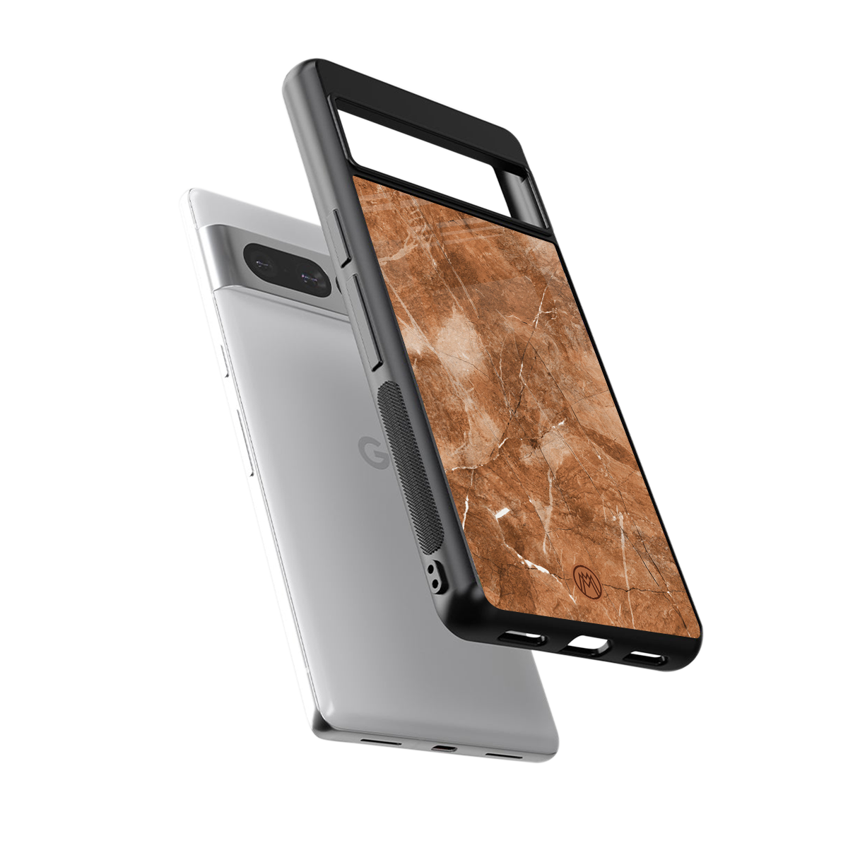 caramel brown marble back phone cover | glass case for google pixel 7 pro