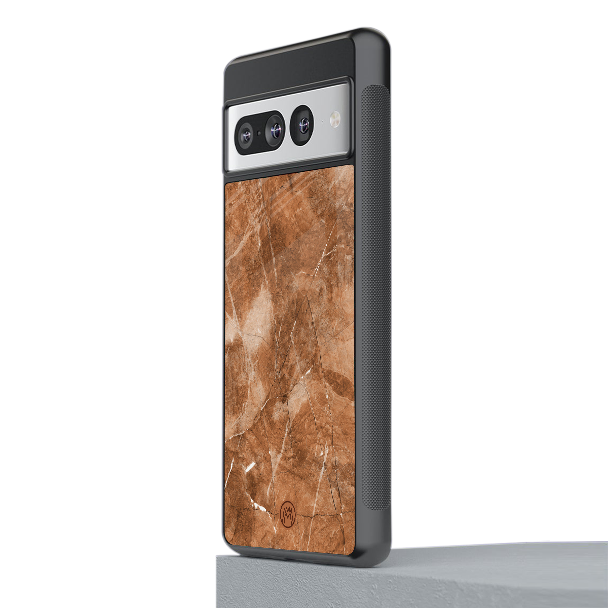 caramel brown marble back phone cover | glass case for google pixel 7 pro