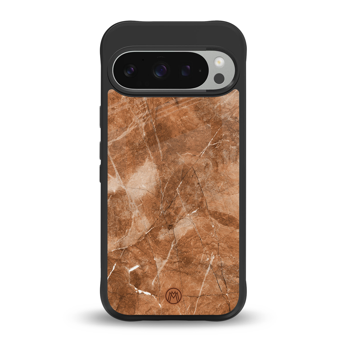 caramel brown marble back phone cover | glass case for google pixel 9 pro