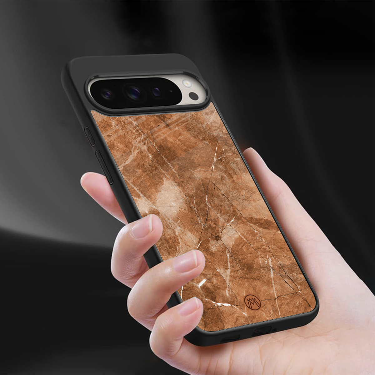 caramel brown marble back phone cover | glass case for google pixel 9 pro