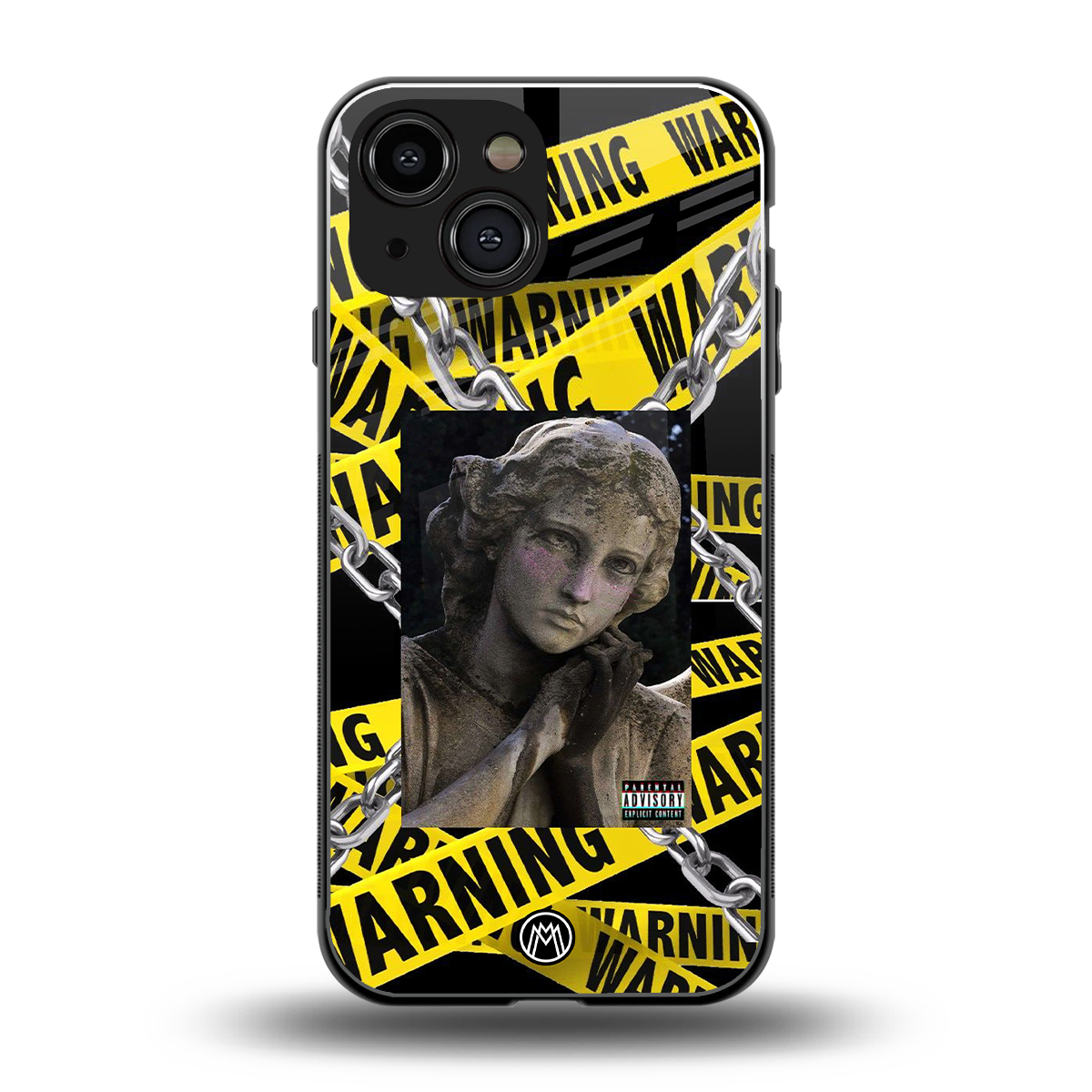 caution back phone cover | glass case for iphone 13 mini