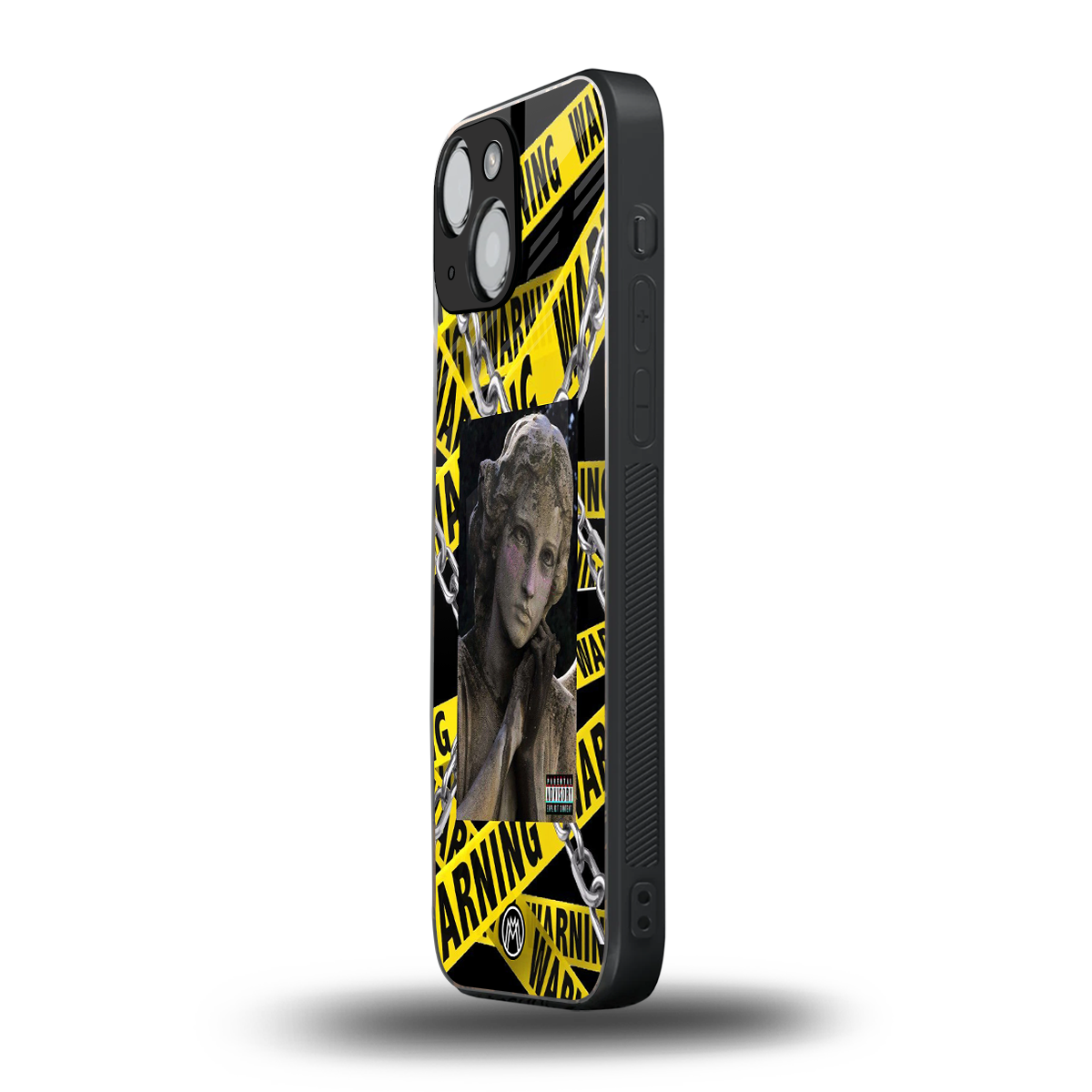 caution back phone cover | glass case for iphone 13 mini