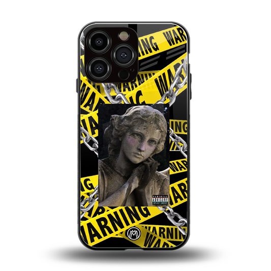 caution back phone cover | glass case for iphone 14 pro max