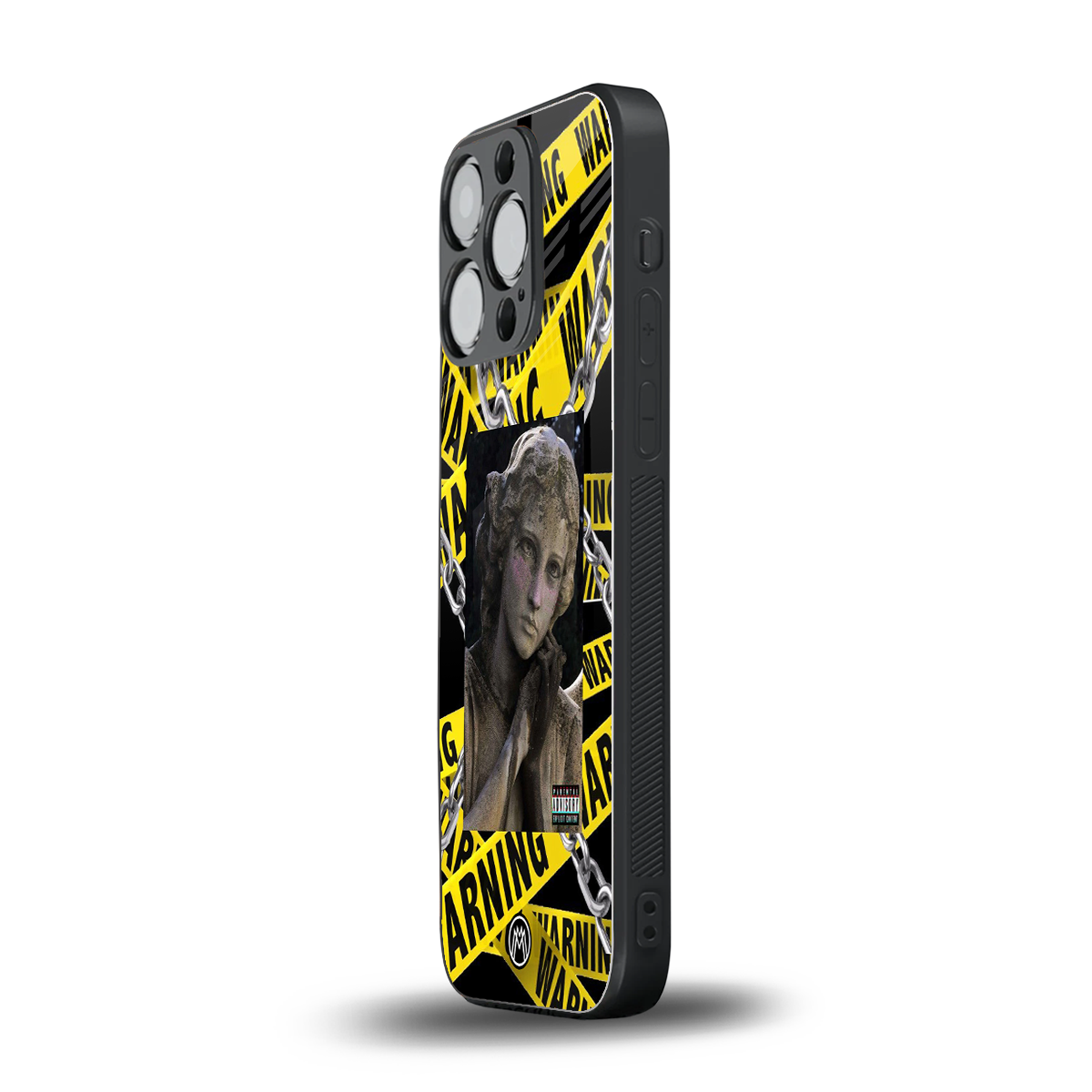 caution back phone cover | glass case for iphone 14 pro