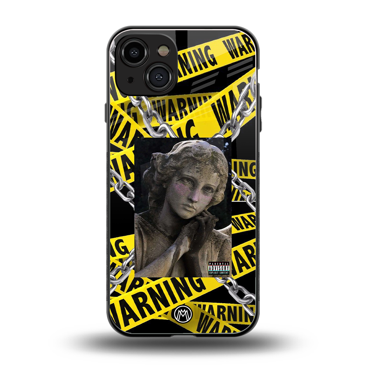 caution back phone cover | glass case for iphone 15
