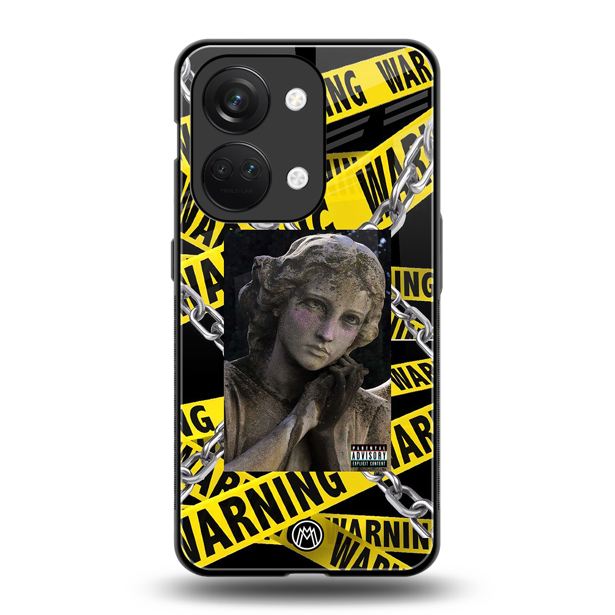 caution back phone cover | glass case for oneplus nord 3