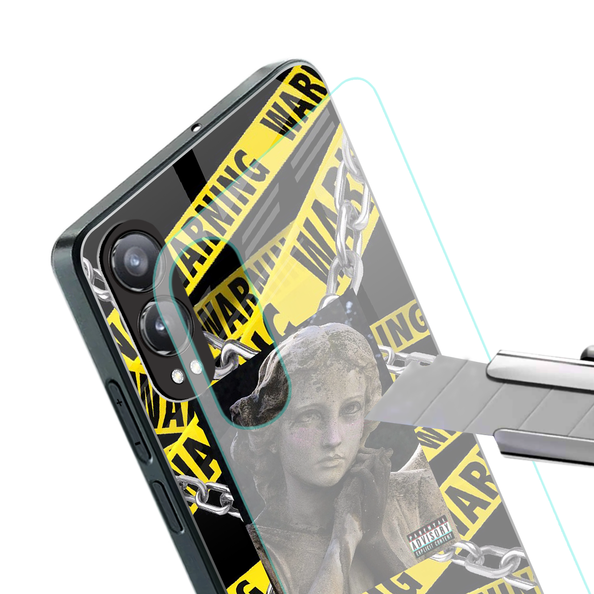 caution back phone cover | glass case for oneplus nord ce 4 lite