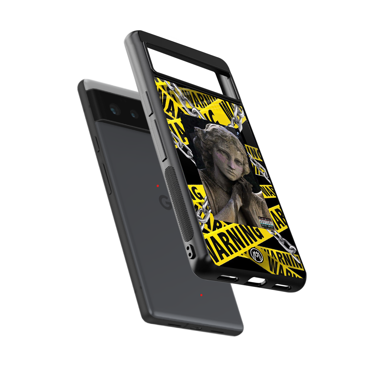 caution back phone cover | glass case for Google Pixel 6A
