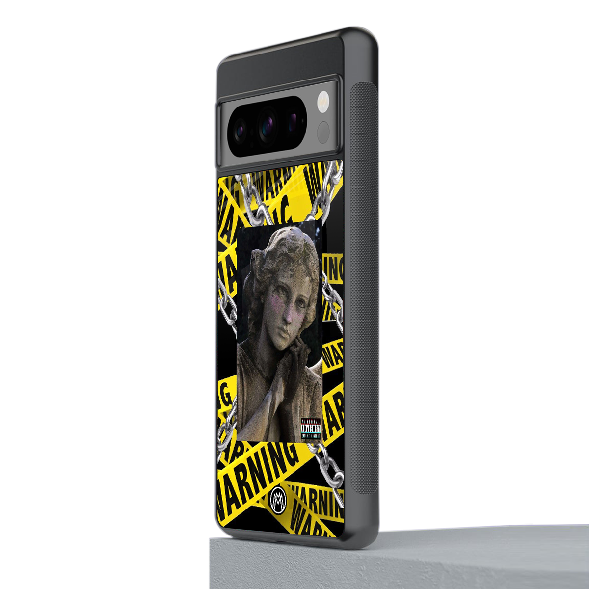 caution back phone cover | glass case for google pixel 8 pro
