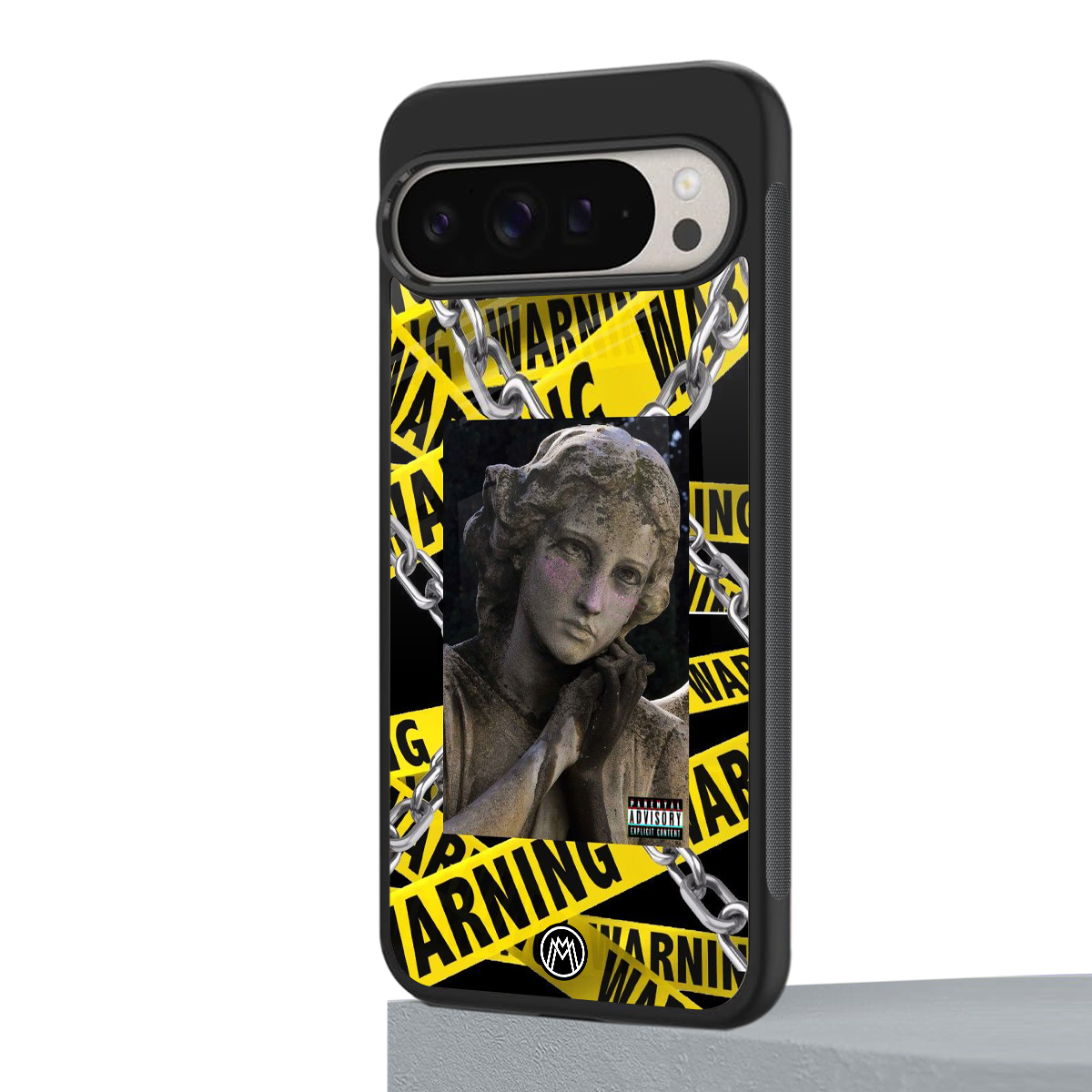 caution back phone cover | glass case for google pixel 9 pro