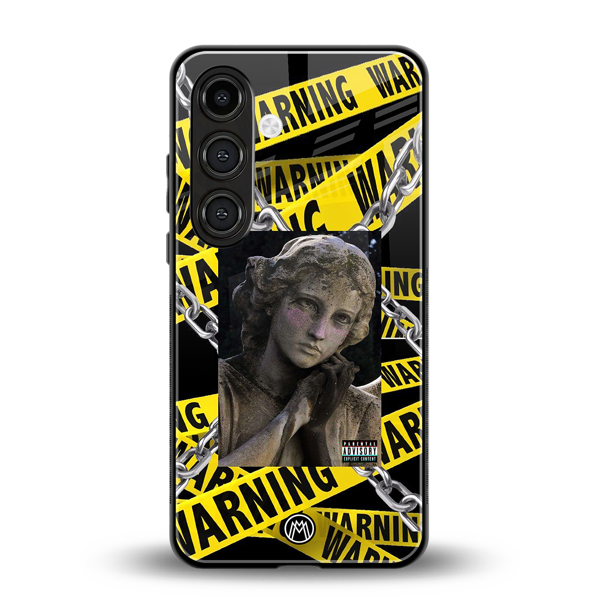 caution back phone cover | glass case for samsung galaxy s23 plus