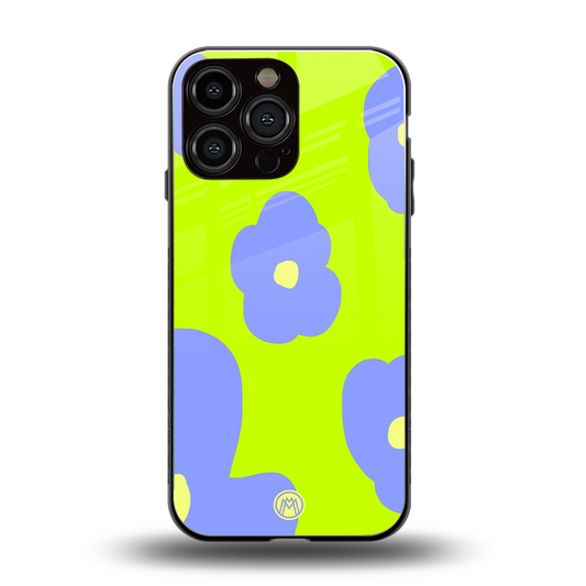 chartreuse arctic flowers back phone cover | glass case for iphone 14 pro max