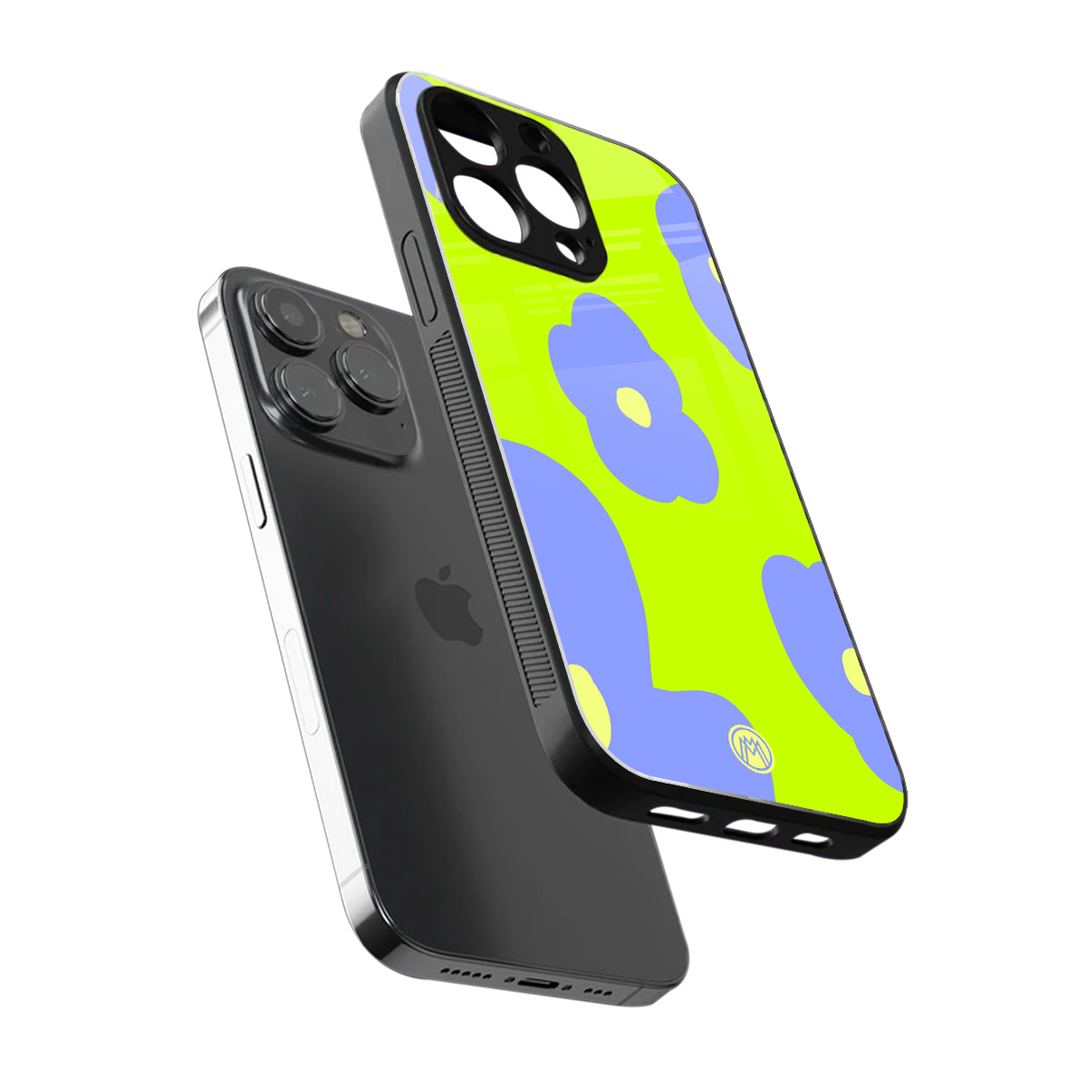 chartreuse arctic flowers back phone cover | glass case for iphone 15 pro max