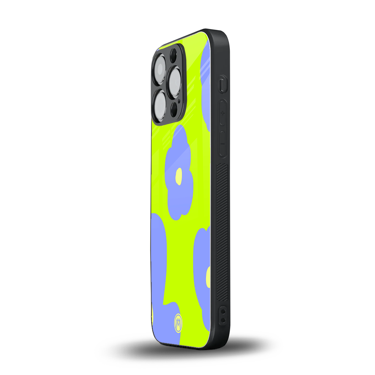 chartreuse arctic flowers back phone cover | glass case for iphone 14 pro