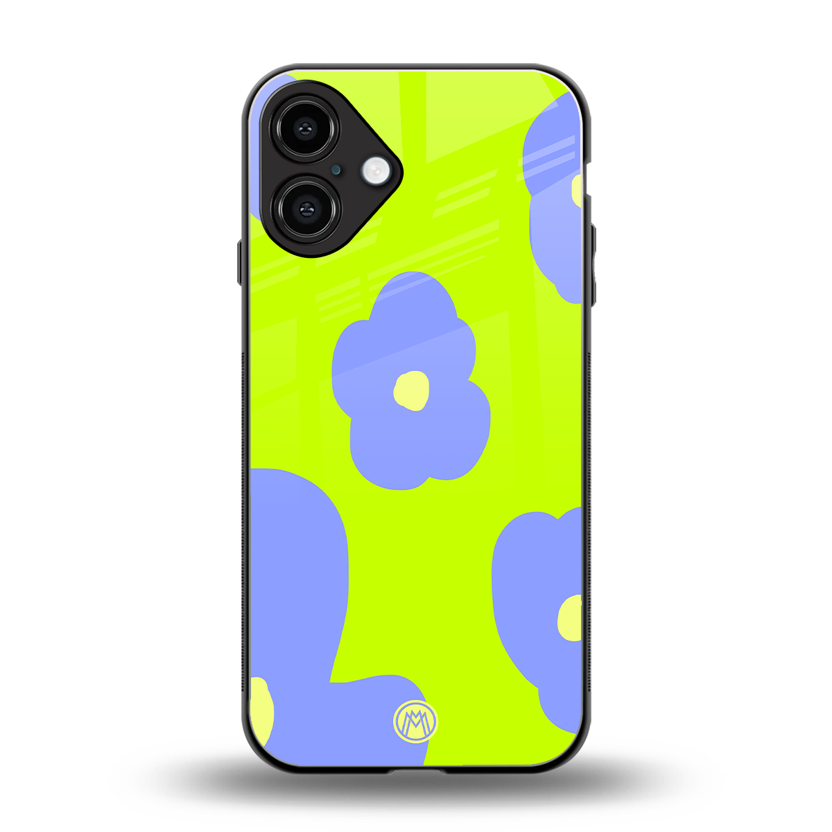 chartreuse arctic flowers back phone cover | glass case for iphone 16 plus