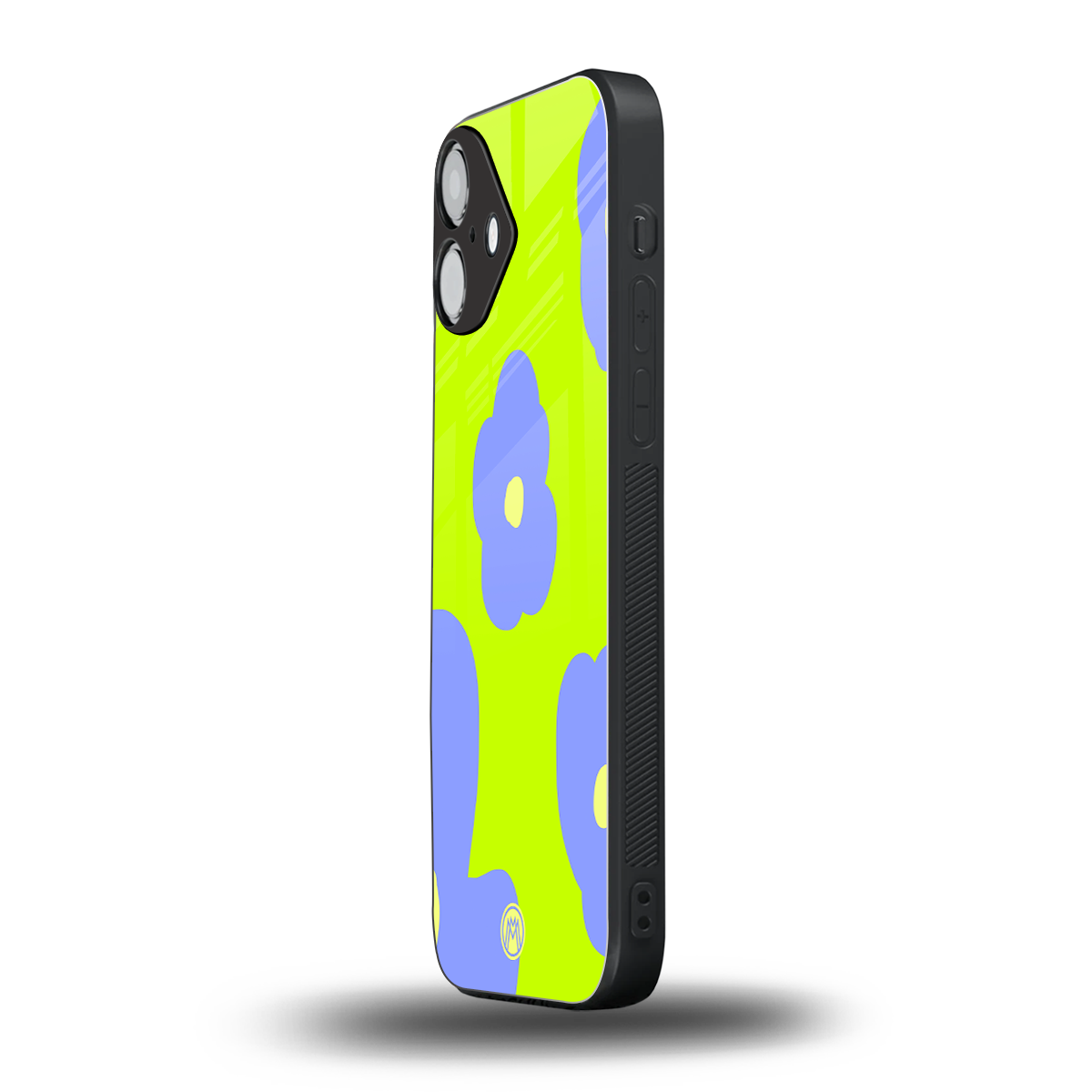 chartreuse arctic flowers back phone cover | glass case for iphone 16 plus