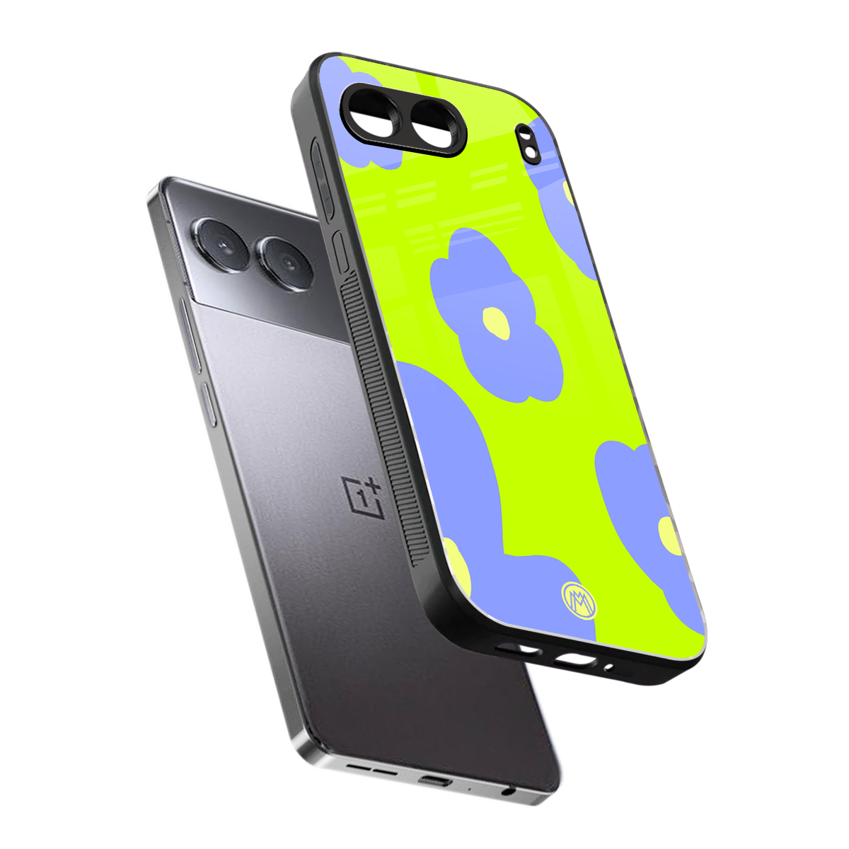 chartreuse arctic flowers back phone cover | glass case for oneplus nord 4