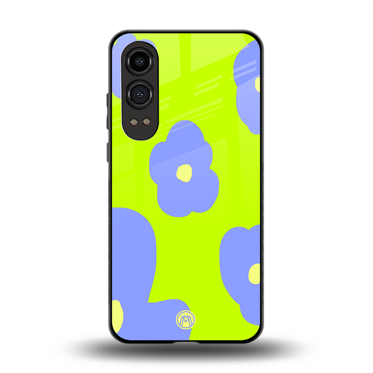 chartreuse arctic flowers back phone cover | glass case for oneplus nord ce 4 lite