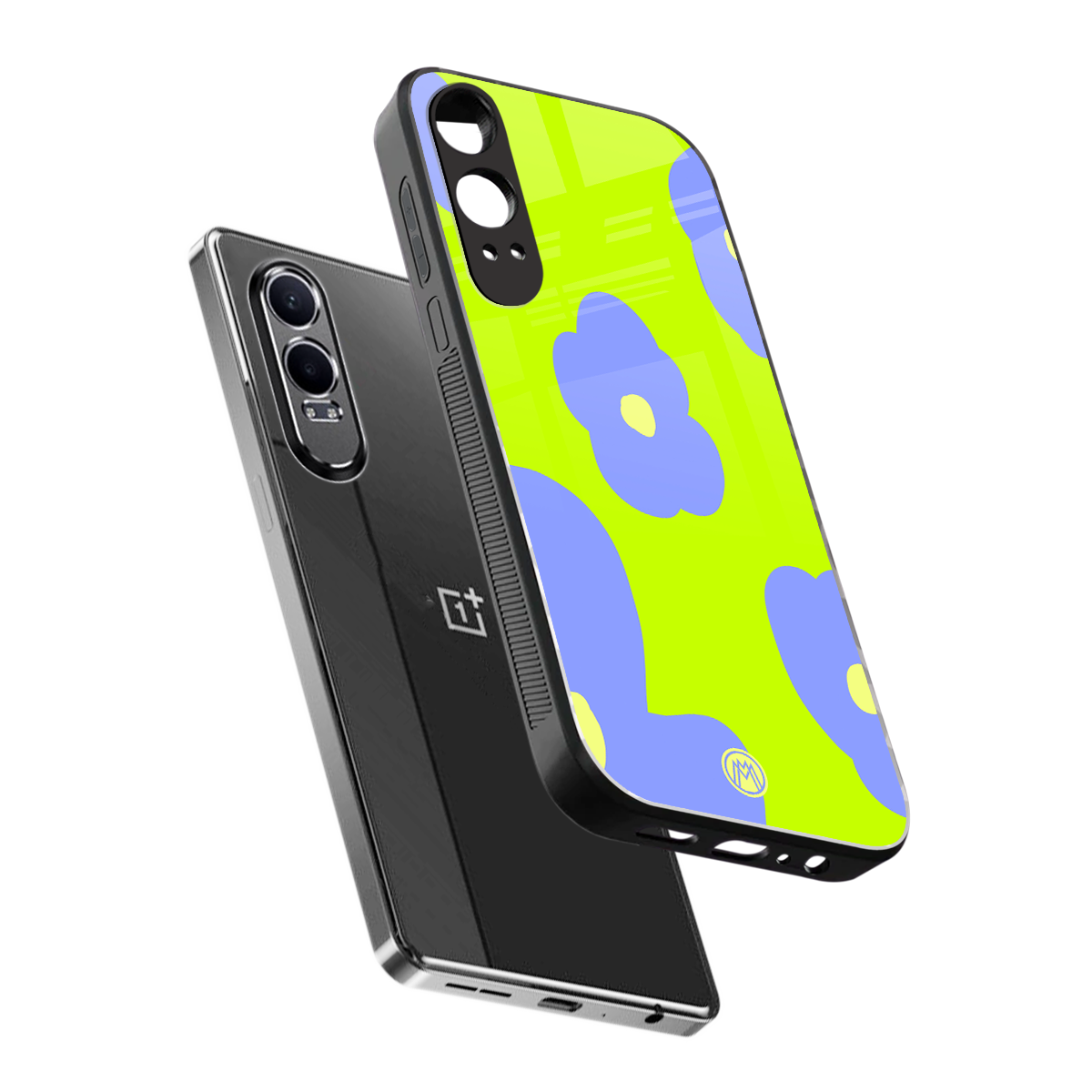 chartreuse arctic flowers back phone cover | glass case for oneplus nord ce 4 lite