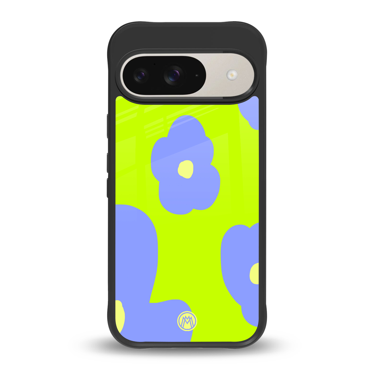 chartreuse arctic flowers back phone cover | glass case for google pixel 9