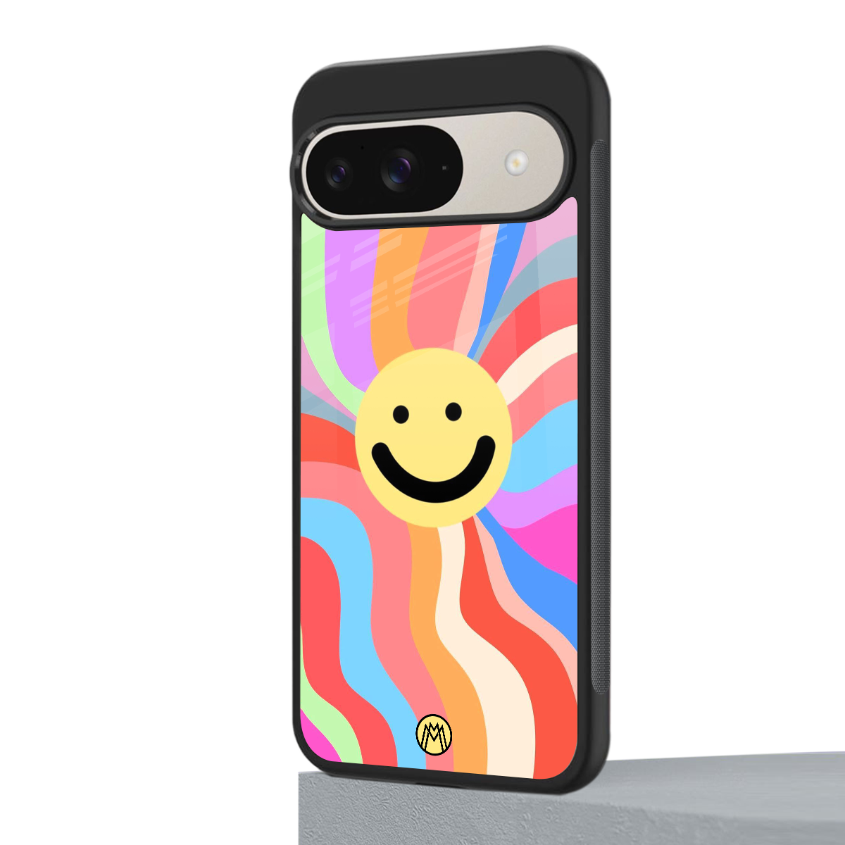cheerful smiley back phone cover | glass case for google pixel 9