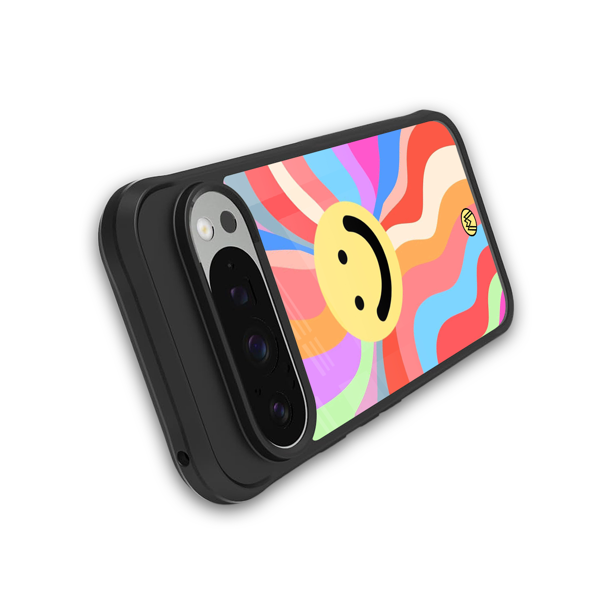 cheerful smiley back phone cover | glass case for google pixel 9 pro