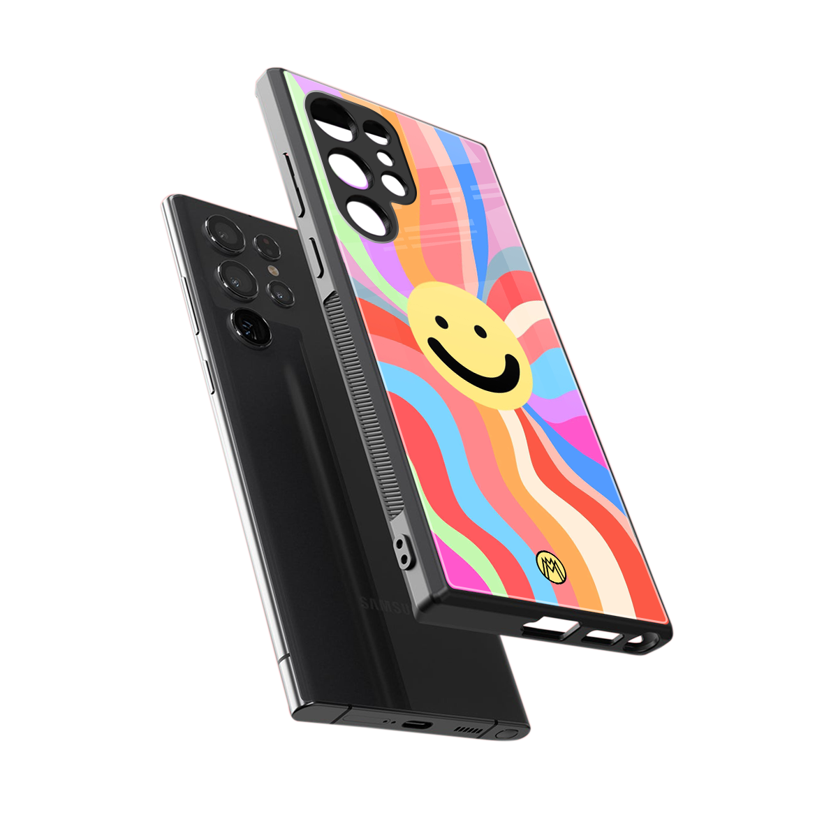 cheerful smiley back phone cover | glass case for samsung galaxy s24 ultra