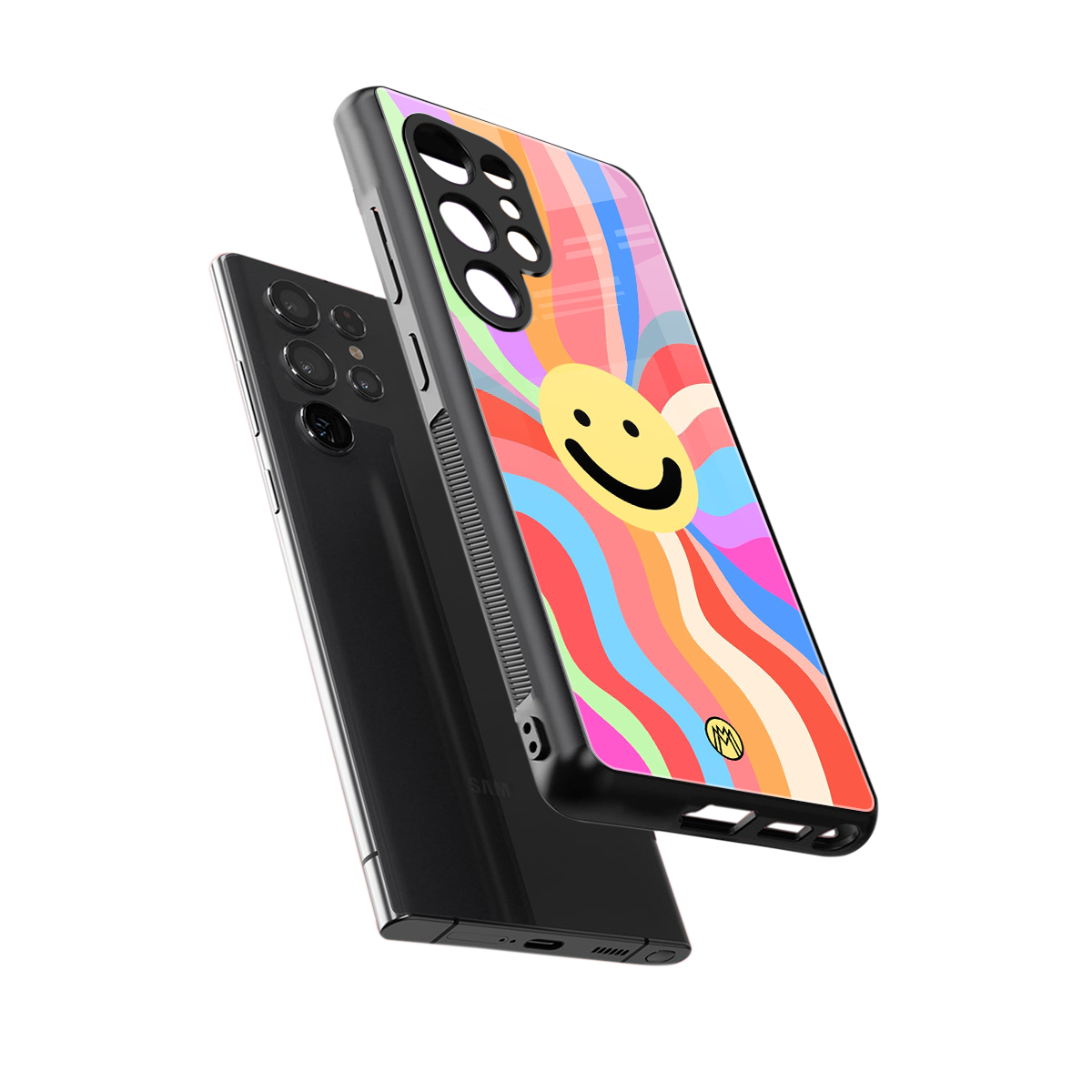 cheerful smiley back phone cover | glass case for samsung galaxy s25 ultra