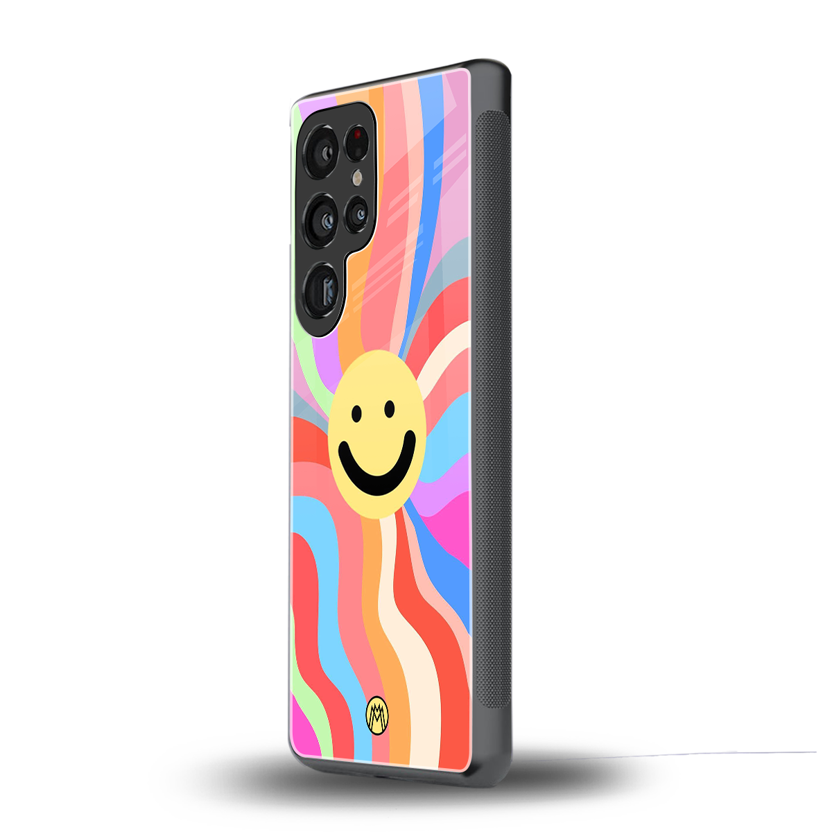 cheerful smiley back phone cover | glass case for samsung galaxy s25 ultra