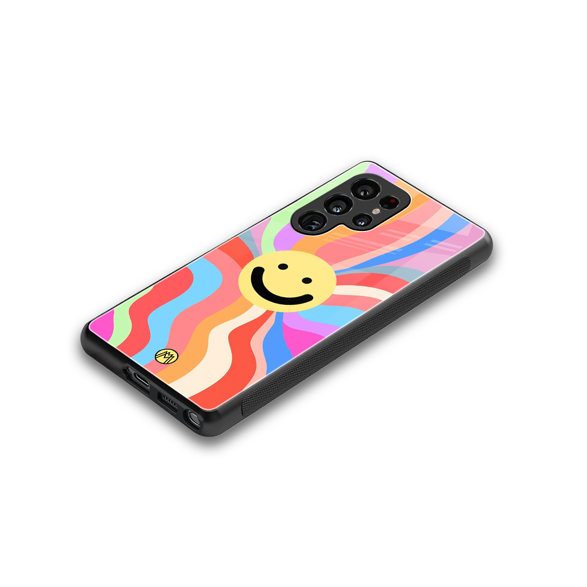 cheerful smiley back phone cover | glass case for samsung galaxy s25 ultra