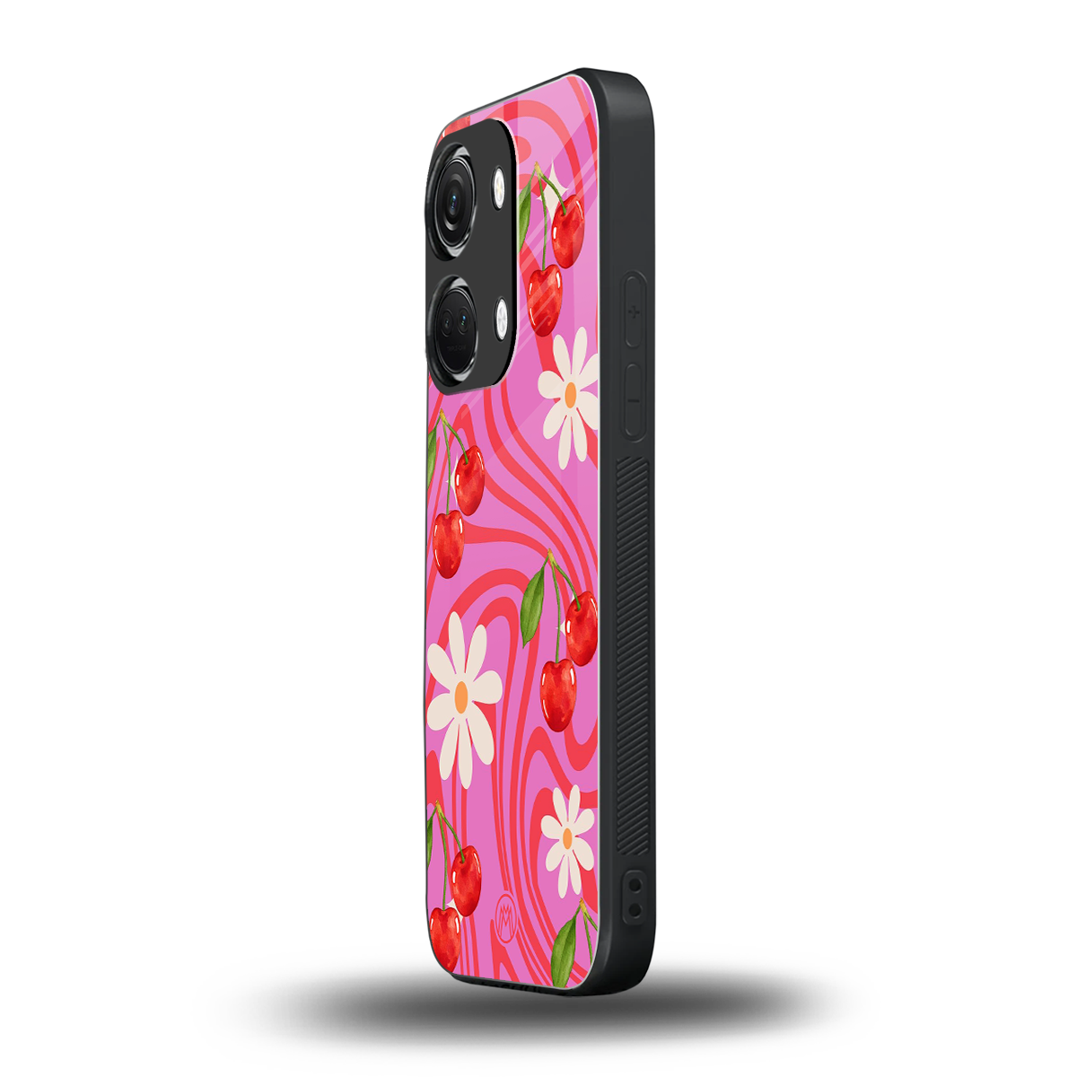 cherry swirl back phone cover | glass case for oneplus nord 3