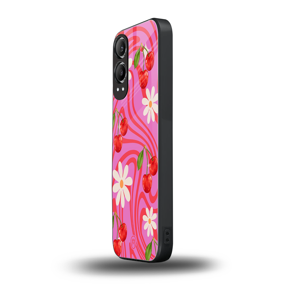 cherry swirl back phone cover | glass case for oneplus nord ce 4 lite