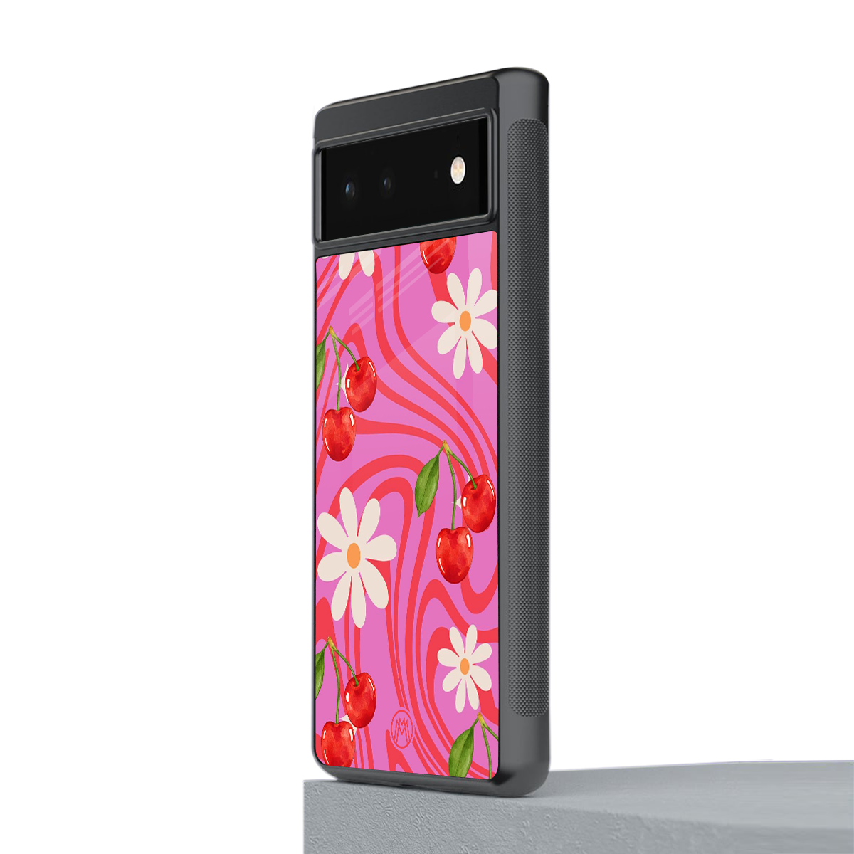 cherry swirl back phone cover | glass case for Google Pixel 6A
