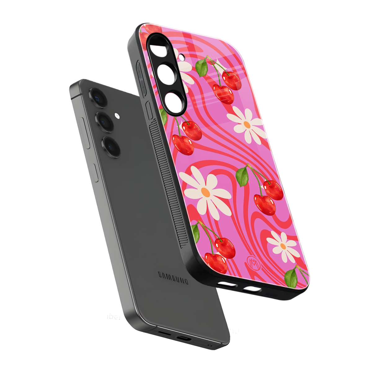 cherry swirl back phone cover | glass case for samsung galaxy s24 fe