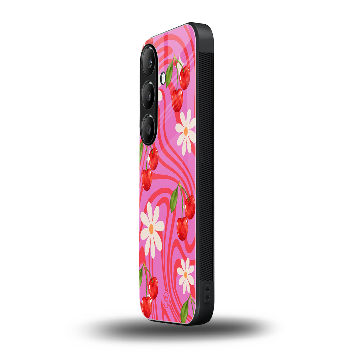 cherry swirl back phone cover | glass case for samsung galaxy s24 fe