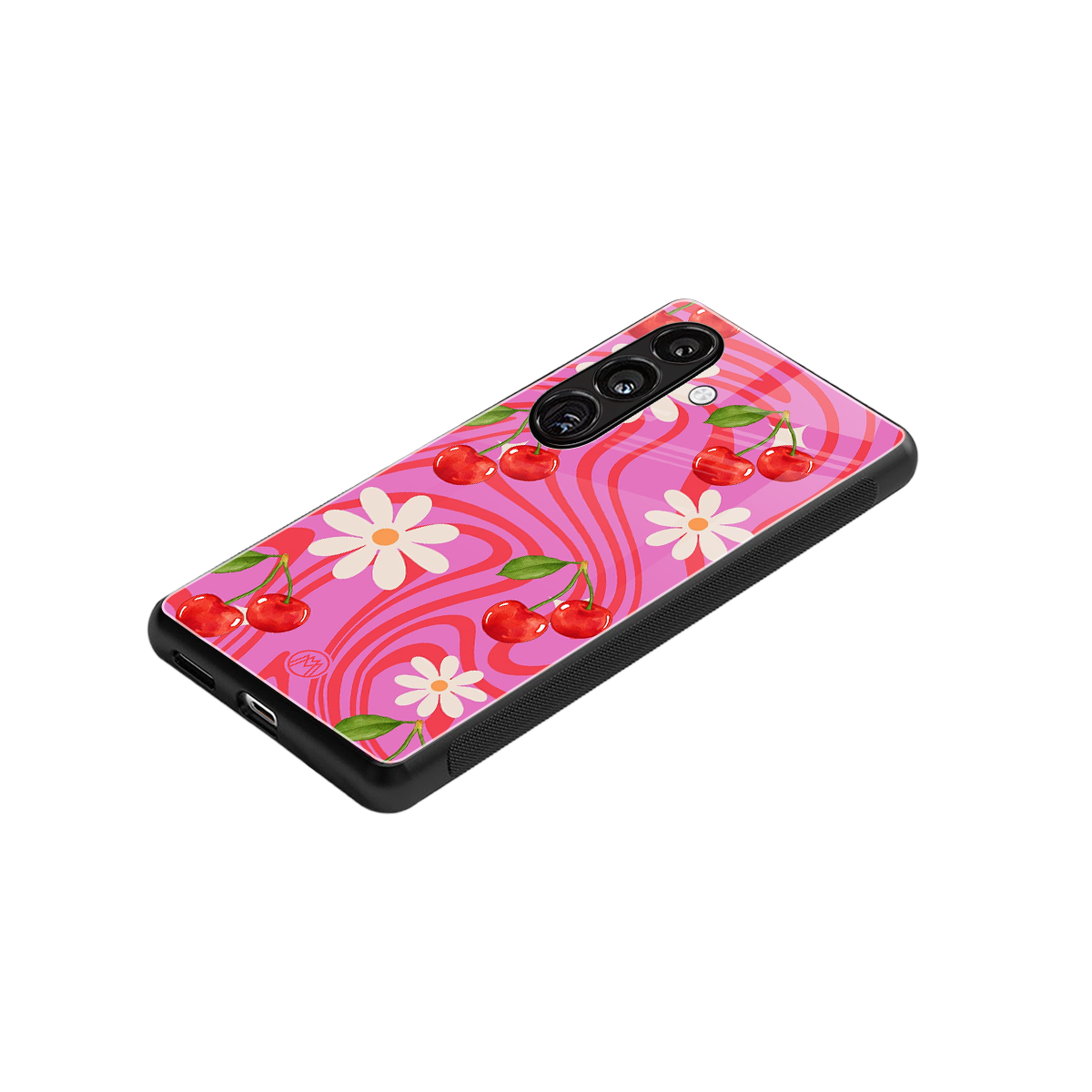 cherry swirl back phone cover | glass case for samsung galaxy s24 fe