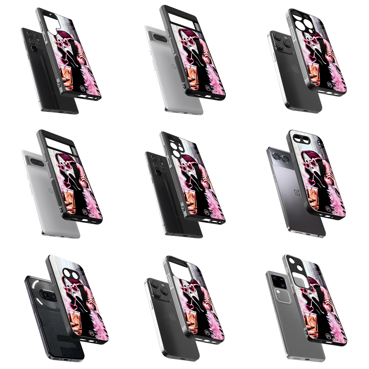 Durable Glass Back Mobile Case for iPhone, Samsung, OnePlus, Google Pixel, Redmi, Vivo, Oppo